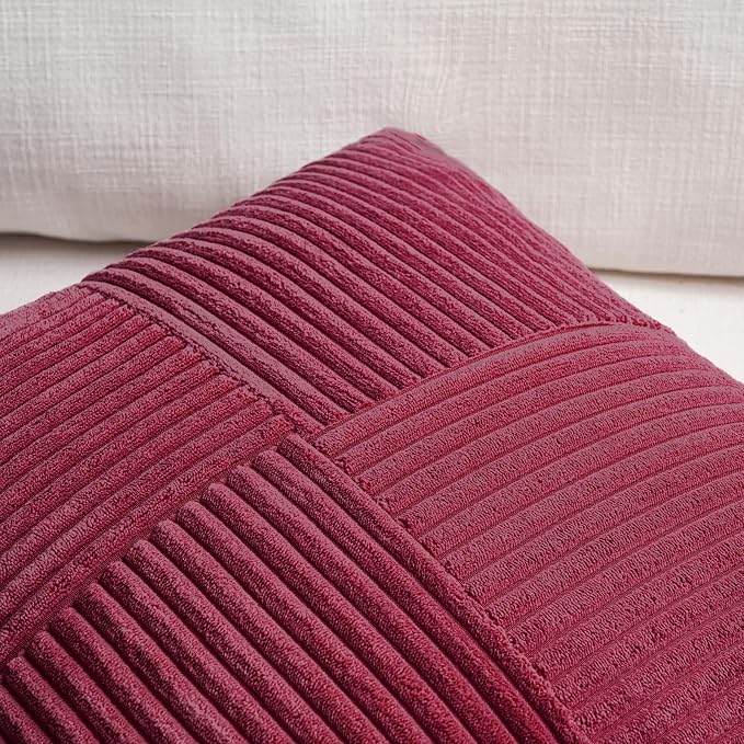 Fancy Homi 2 Packs Burgundy Lumbar Decorative Throw Pillow Covers 14x24 Inch - Image 3