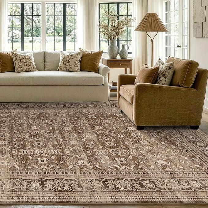 5x7 Ft Area Rugs for Living Room, Soft Non-Slip Machine Washable Rug, Vintage - Image 4