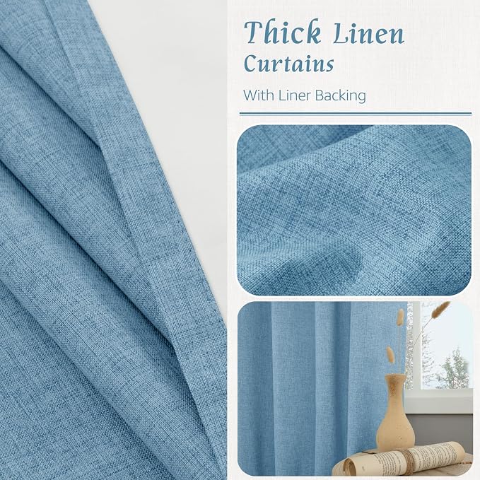 54 Inch Linen Full Blackout Window Curtains - Image 7