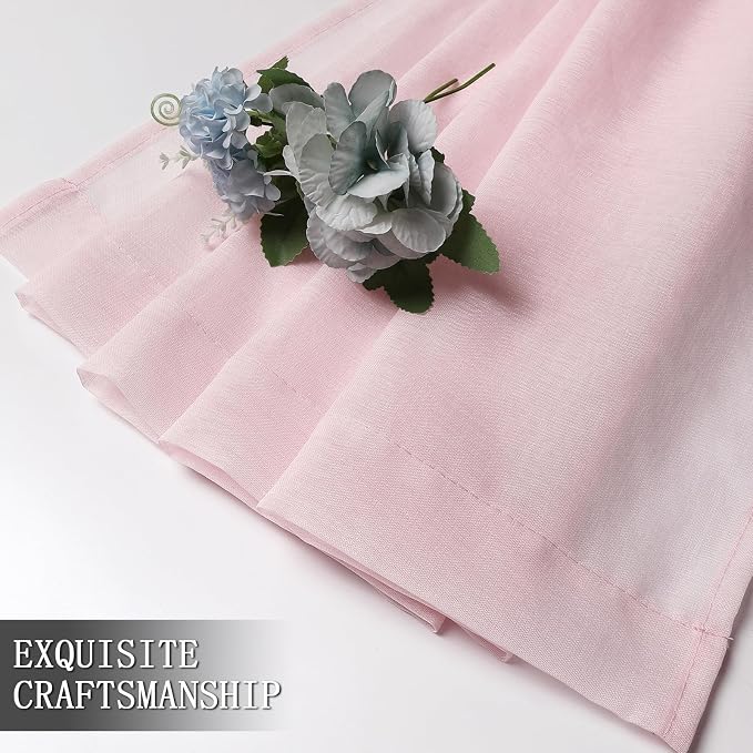 Tollpiz Sheer Curtains Living Room Linen Textured Curtain Sheers Light - Image 7