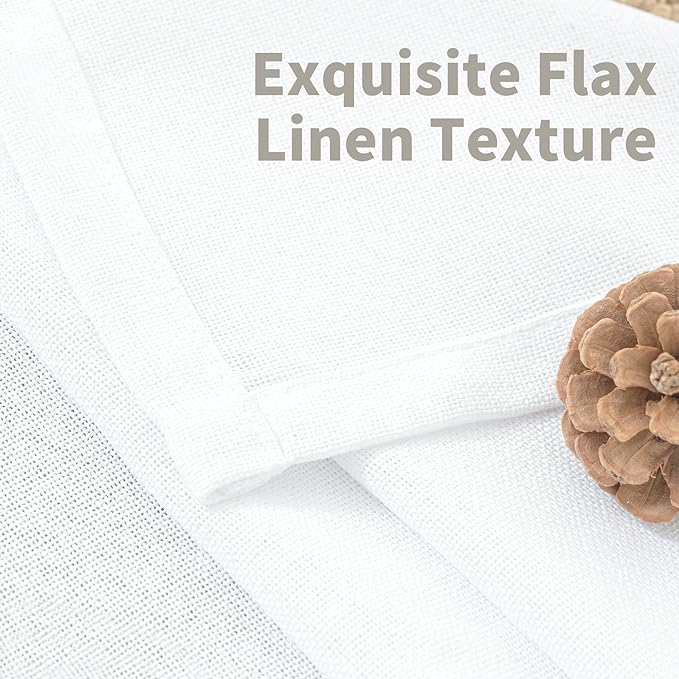 YoungsTex White Linen Curtains 34x48 Inch Length - Image 5