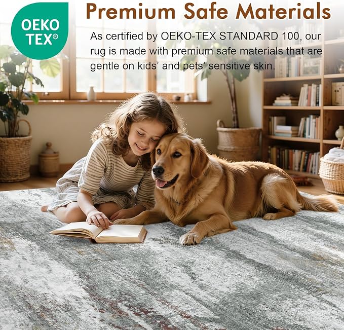 5x7 Ft Abstract Area Rugs for Living Room, Soft Non-Slip Modern Washable Rugs - Image 5