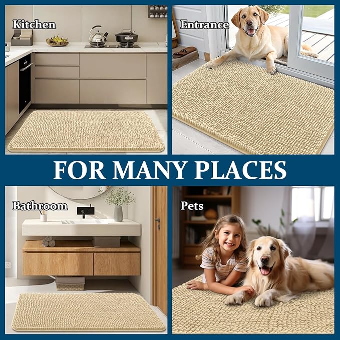 OLANLY Dog Door Mat for Muddy Paws 50x30, Super Absorbent Chenille Mud Mat | - Image 8