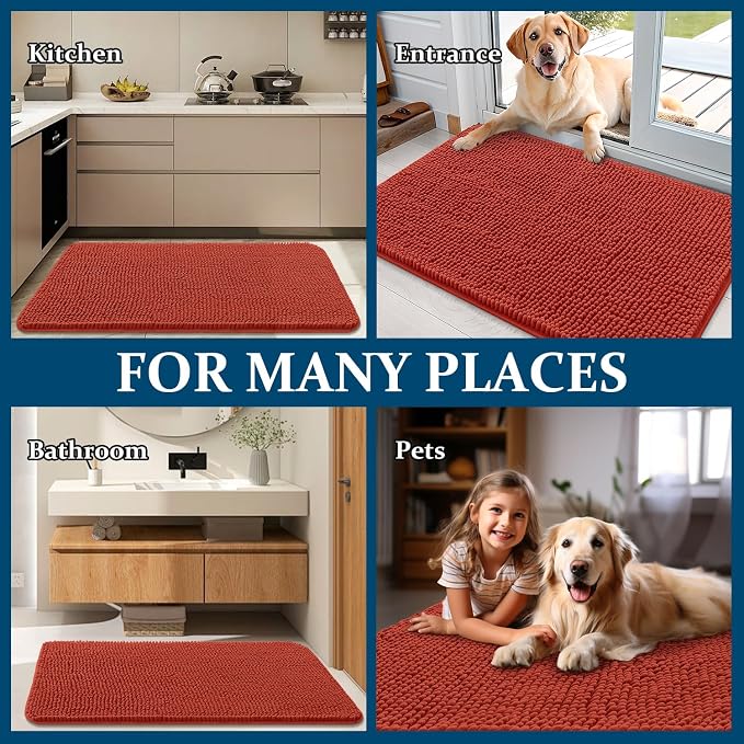 OLANLY Dog Door Mat for Muddy Paws 44x24, Super Absorbent Chenille Mud Mat | - Image 8