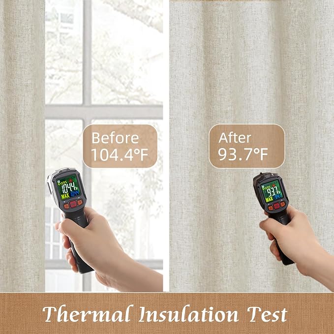 63 Inch 100% Blackout Linen Curtains - Image 5
