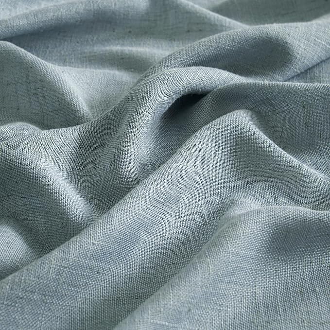 MIULEE Dusty Blue Linen Curtains 52x63 Inch 2 Panel - Image 4