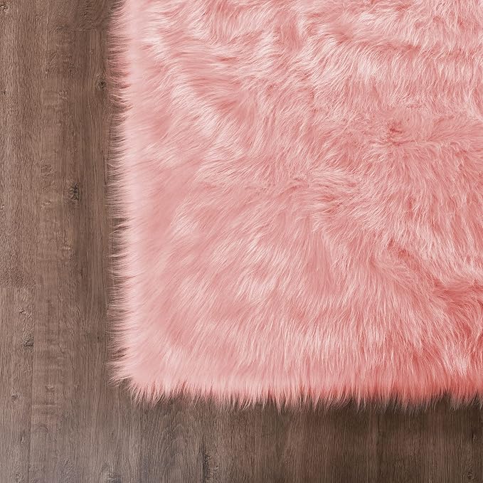 Goolela Pink Fluffy Fuzzy Rug for Girls Bedroom 3x5 Faux Fur Rug Furry Shag - Image 7