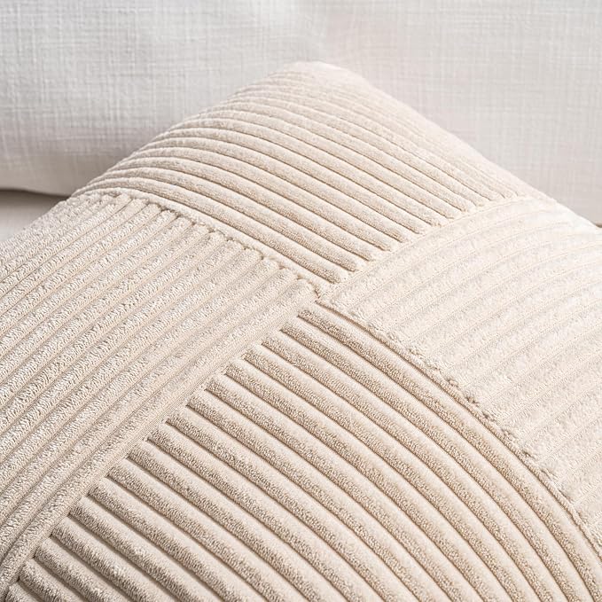 Fancy Homi 2 Packs Tan Samll Decorative Throw Pillow Covers 12x12 Inch - Image 3