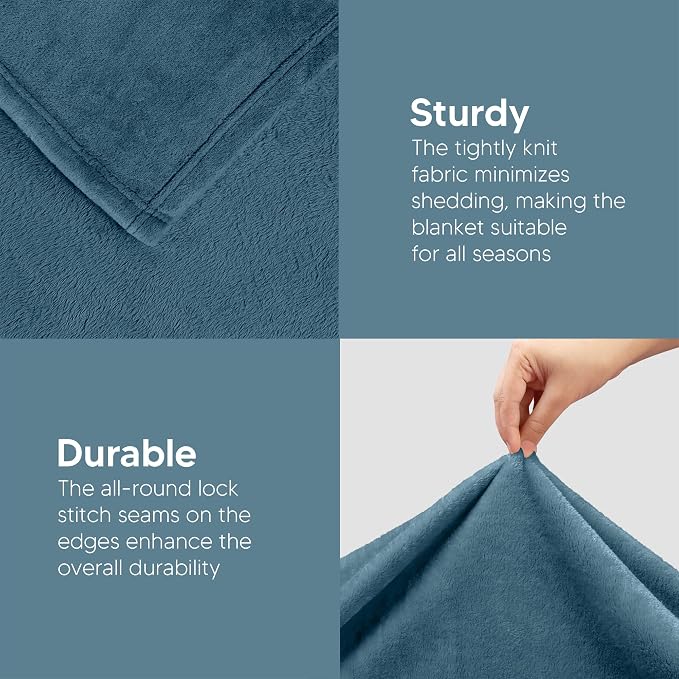 Utopia Bedding Soft Fleece Bed Blanket Throw Size Stone Blue | Microfiber Plush - Image 7