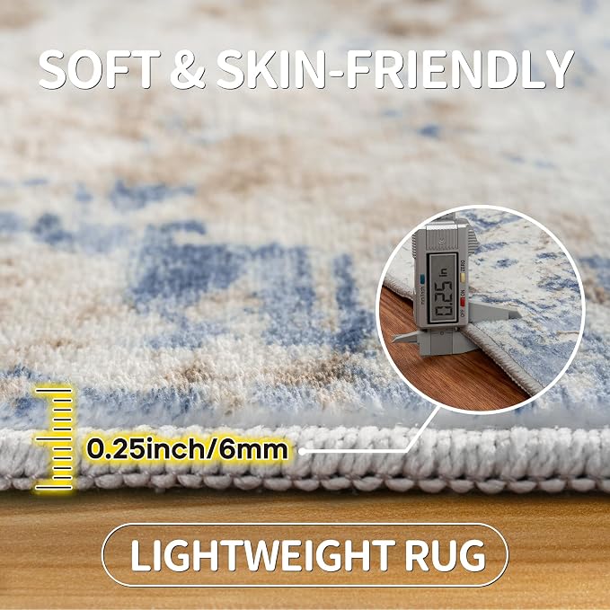Aelenmu 8x10 Area Rugs for Living Room Bedroom Dining Room Washable Blue | Soft - Image 6