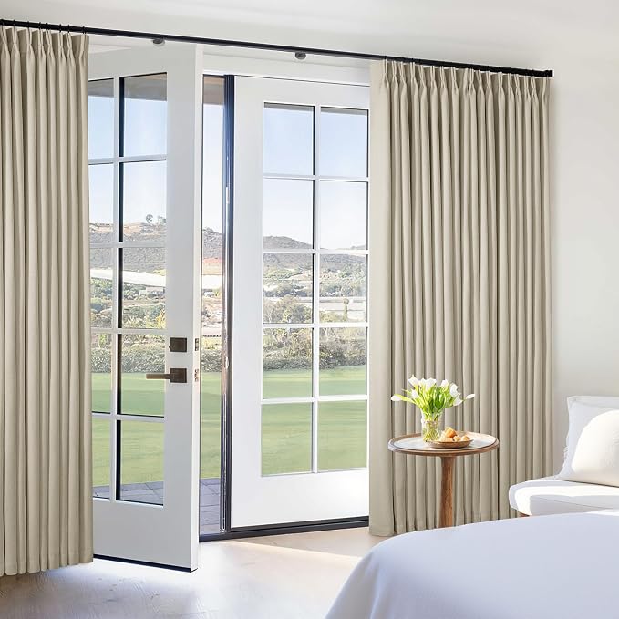 Burlywood Birch Pleated Blackout Linen 108 Inch Long Curtains 60 Inch Wide | - Image 6