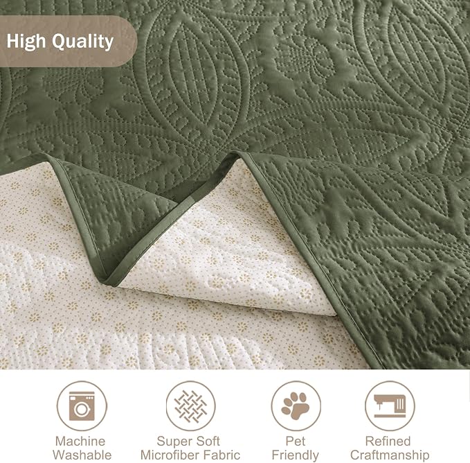 Large Green Recliner Chair Covers, Quilted Décor Water-Repellent Lazy Boy Chair - Image 5