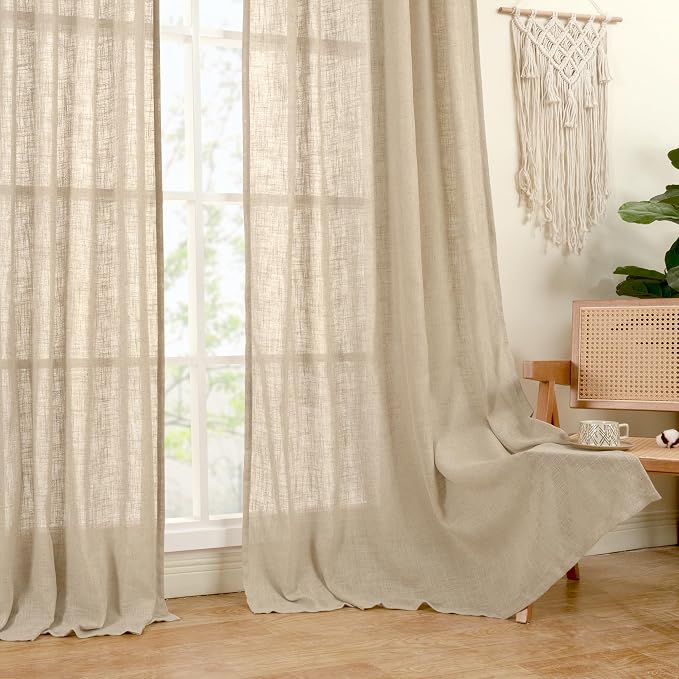 78 Inch Length Brown Linen Curtains - Image 9