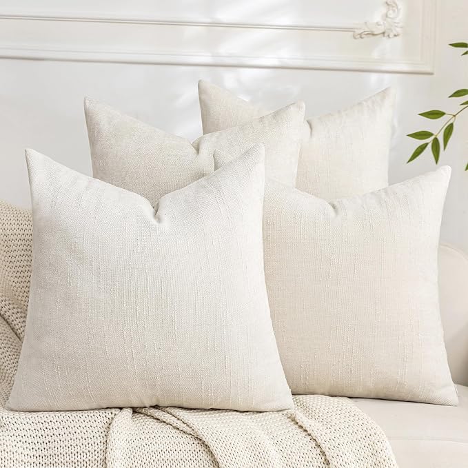 Set of 4 Soft Textured Decorative Throw Pillow Covers 24x24 Inch Cozy Farmhouse by Cozoomy