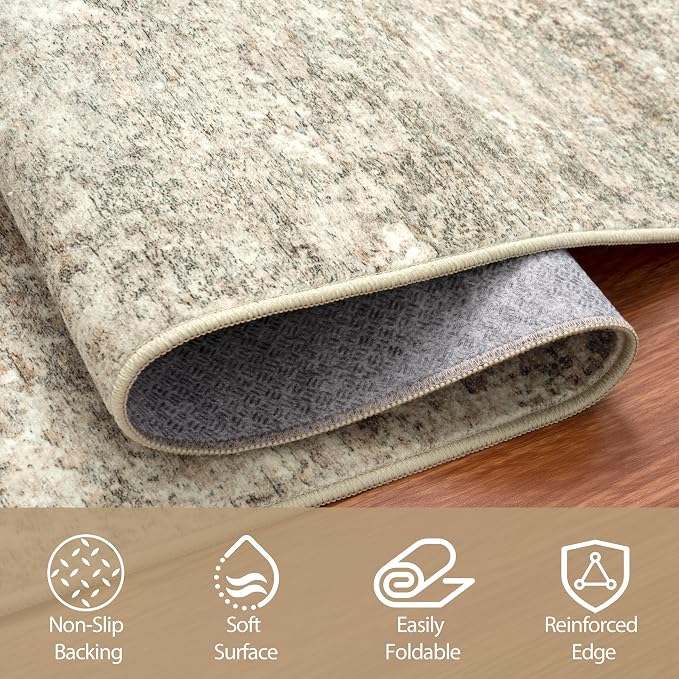 4x6 Area Rugs for Living Room Washable Bedroom Dining Room Beige Brown | Modern - Image 4