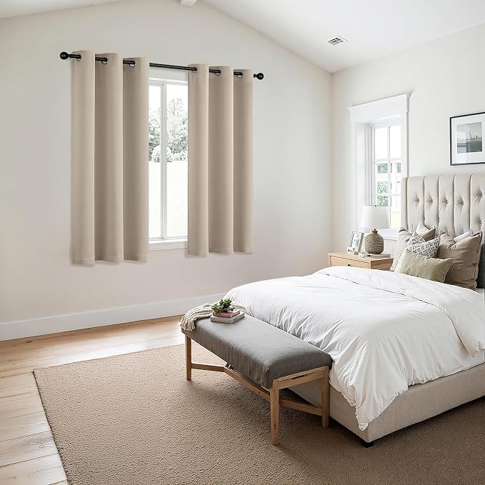 MIULEE Blackout Curtains for Bedroom 2 Panels 40 x 45 Inch Long Light Beige | - Image 6