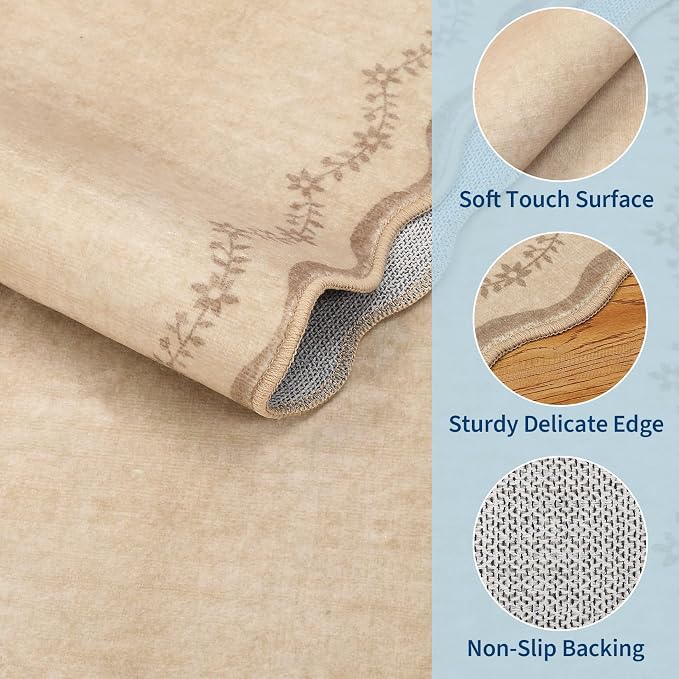 GarveeHome Scalloped Area Rugs 8x10 Large Jute Washable Living Room Rug | Soft - Image 4