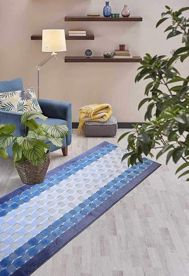 30 Ft Blue Extra Long Hallway Runner Rug, Custom Size, Non Slip Washable | - Image 4