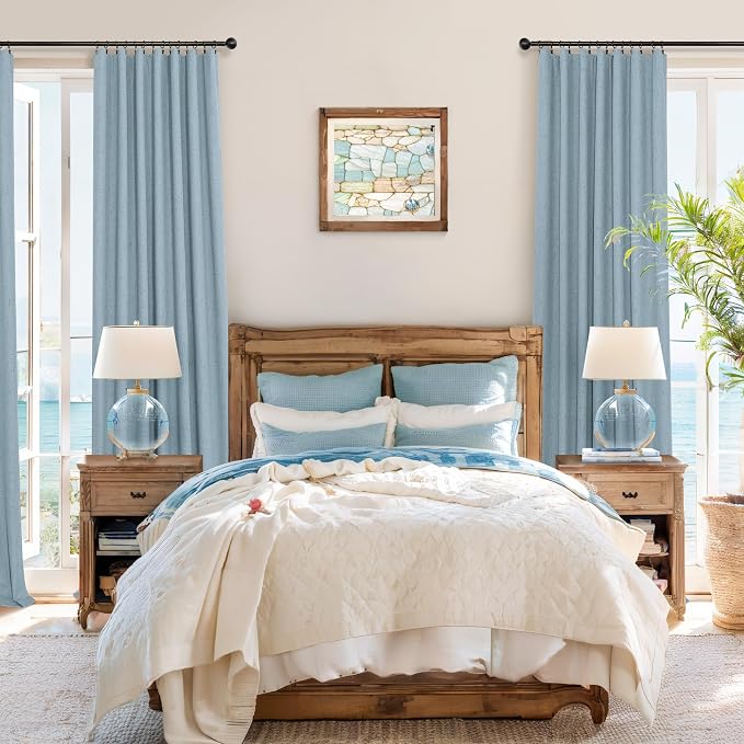 Light Blue Blackout Curtains 96 Inches Long - Image 2