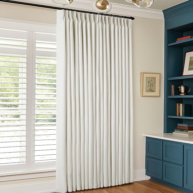 Natural Pinch Pleat 100% Blackout Linen 108 Inch Long Curtains 60 Inch Wide | 2 - Image 6