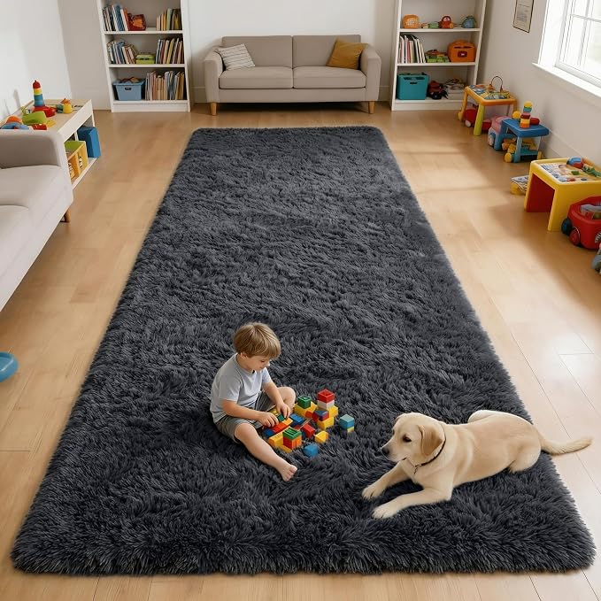 OLANLY 4x11 Area Rugs for Living Room Bedroom, Machine Washable Soft Fluffy by OLANLY
