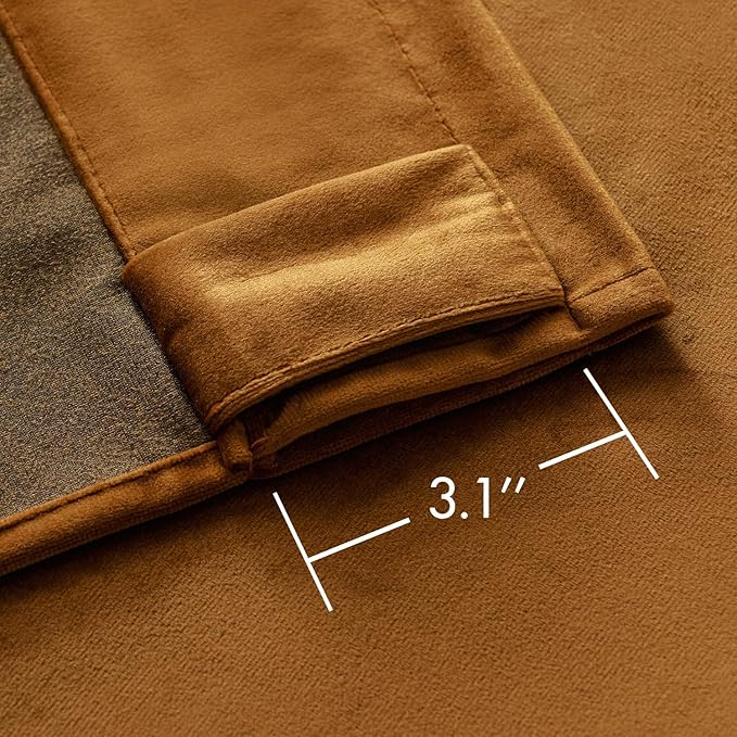MIULEE Velvet Curtains 52x108 inches 2 Panels Gold Brown Blackout Curtains | - Image 3