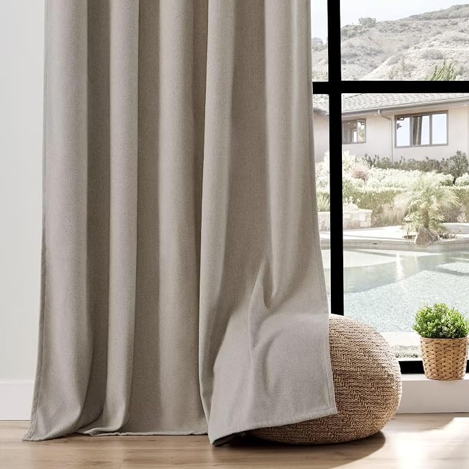 Joydeco Faux Linen Pinch Pleated Curtains 96 Inch Length, Light Filtering - Image 4