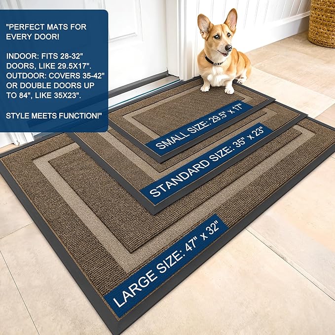 OLANLY Front Door Mat Outside 71x23, All-Season Heavy-Duty Rubber Doormat | - Image 2