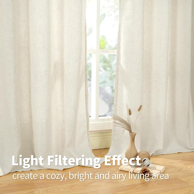 YoungsTex Natural Linen Semi Sheer Curtains 84 Inch Length - Image 5