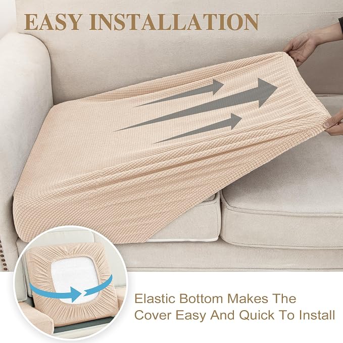 LA MEACK Couch Cushion Cover Loveseat Cover or 2 Seat Sofa Cover Washable - Image 5