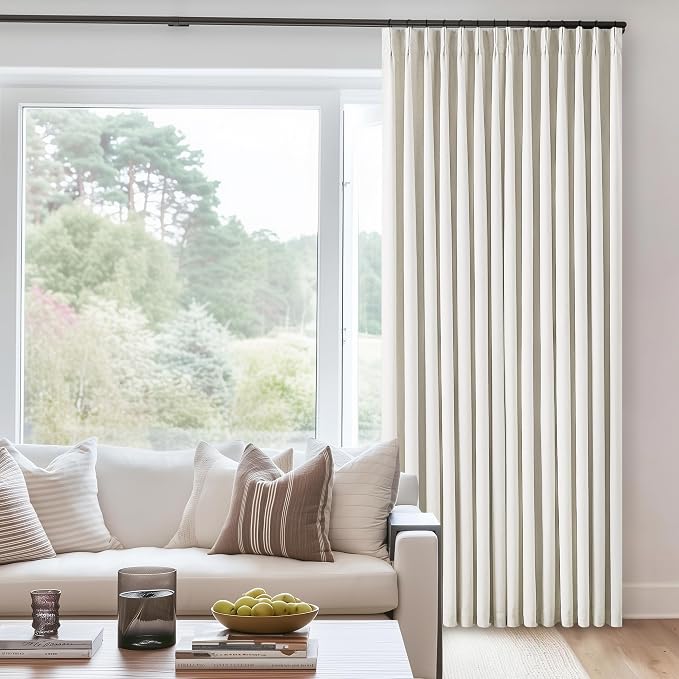 Natural Cream Linen Pinch Pleated Blackout 92 Inch Curtains by Twodrapes