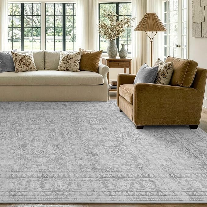 5x7 Ft Area Rugs for Living Room, Soft Non-Slip Machine Washable Rug, Vintage - Image 3