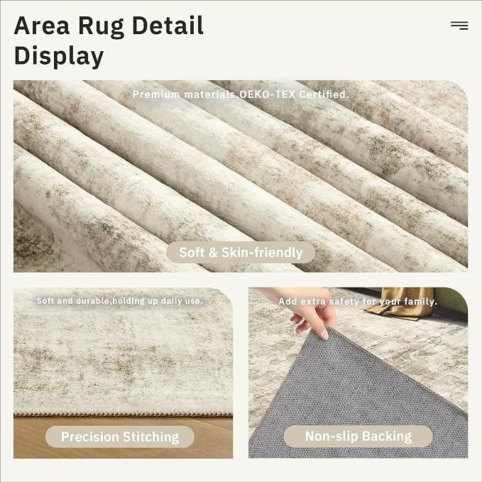 Soalmost Abstract 3x5 Rugs, Small Kitchen Entryway Area Rug Beige/Gray | - Image 6