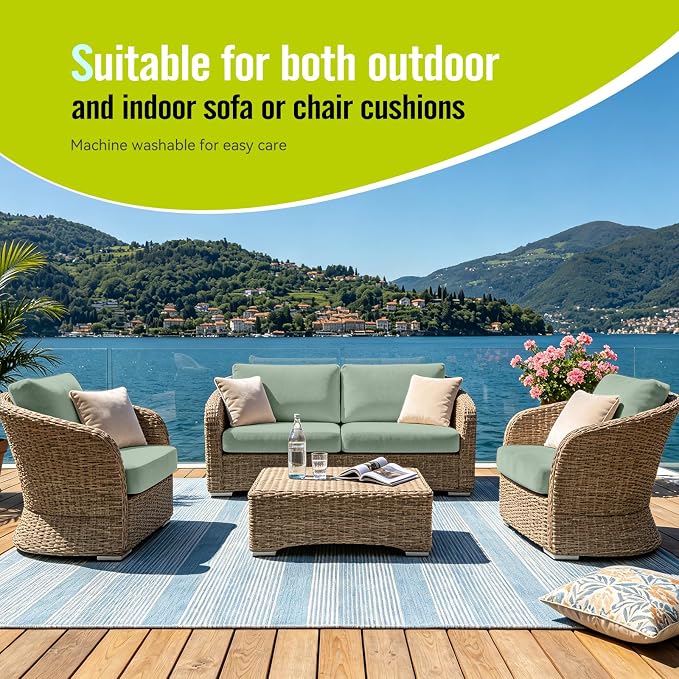 8Pcs Outdoor Cushion Covers, Stretch Patio Furniture Couch Chair Slipcovers | - Image 4