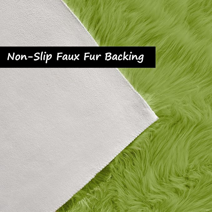 Goolela Lime Green Area Rug 8x10 Fluffy Fuzzy Furry Rug - Image 5