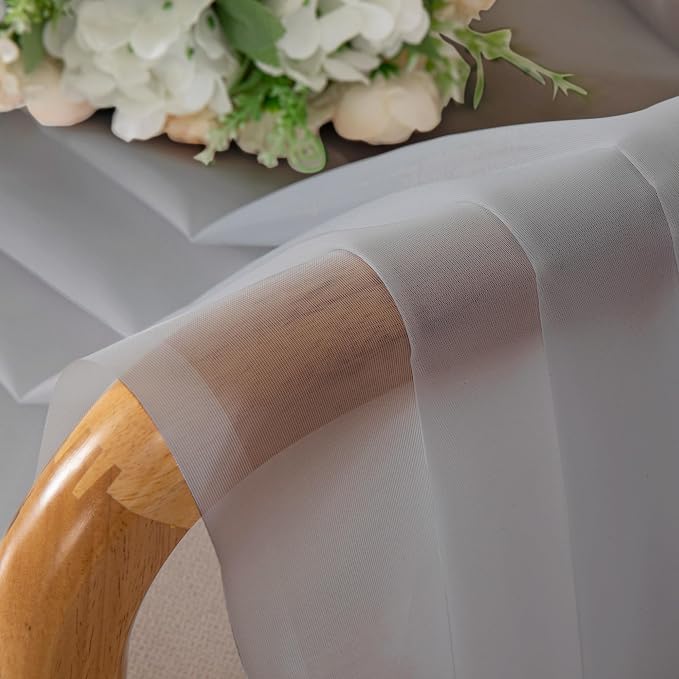 Light Grey Sheer Curtains 78 inches Long 2 Panels Set - Image 4