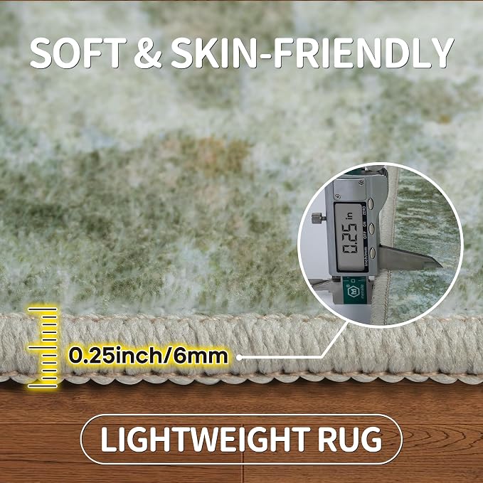 Aelenmu 10x14 Area Rugs for Living Room Dining Room Washable Green | Soft - Image 6