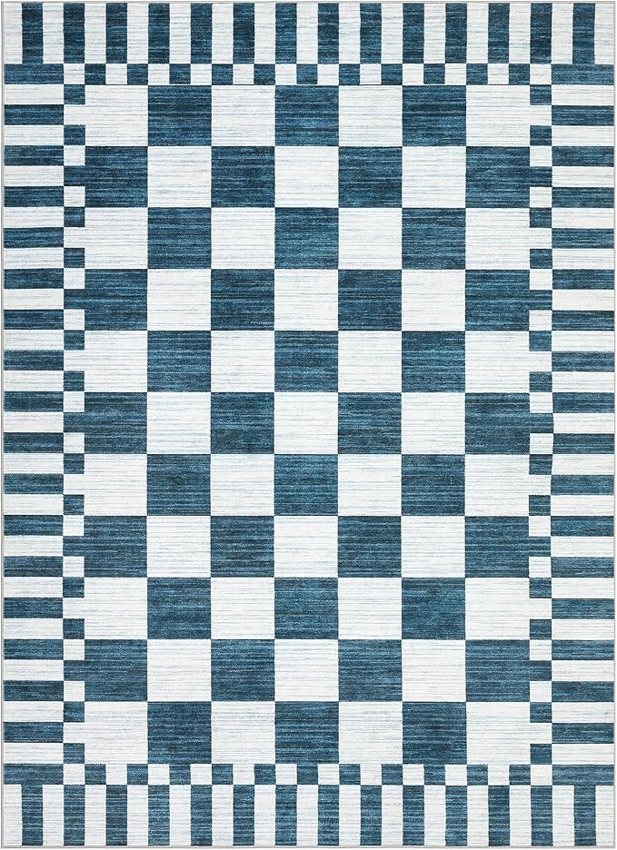 GarveeHome 9x12 Area Rugs for Living Room Washable Checkered Rug Bedroom | - Image 5