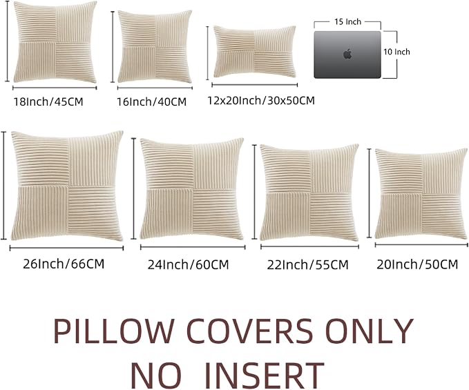 Fancy Homi 2 Packs Tan Euro Decorative Throw Pillow Covers 28x28 Inch - Image 6