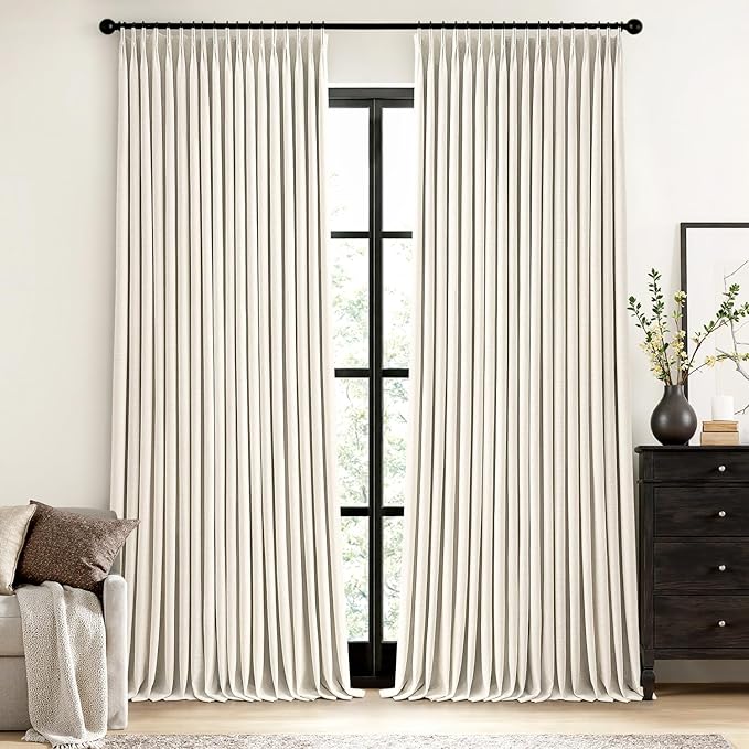 MIULEE Natural Extra Wide Pinch Pleated Blackout Curtains 60x102 Inches | by MIULEE