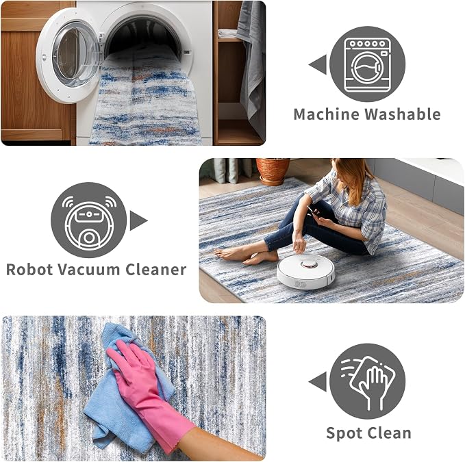 6x9 Area Rug for Living Room: Non-Slip Washable Rugs for Dining Room Bedroom - Image 4