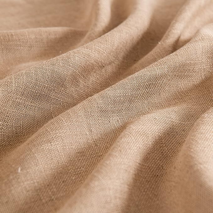 MIULEE Light Brown Linen Curtains 52x63 Inch Long 2 Panels - Image 4