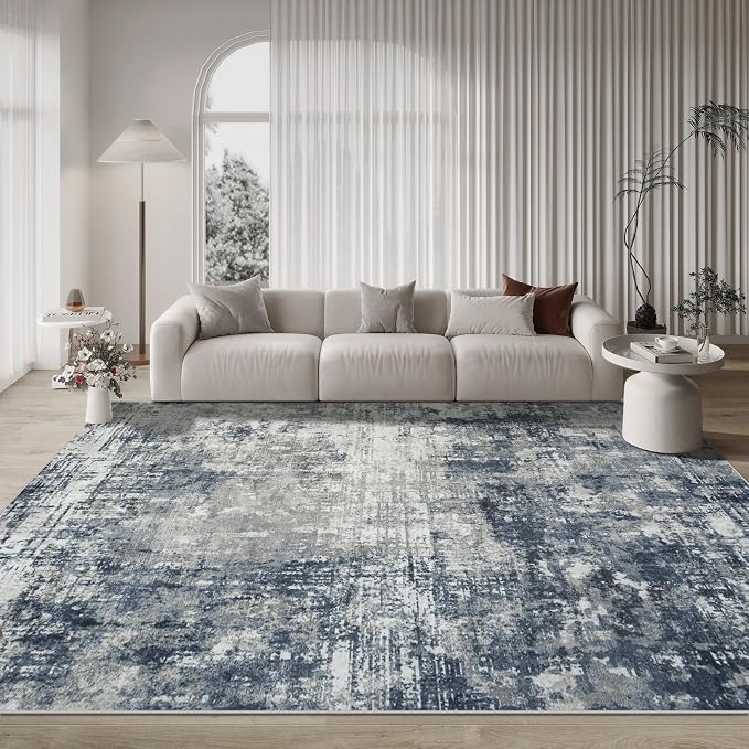 9x12 Area Rugs for Living Room Bedroom Dining Room Washable Blue Grey | Soft - Image 9