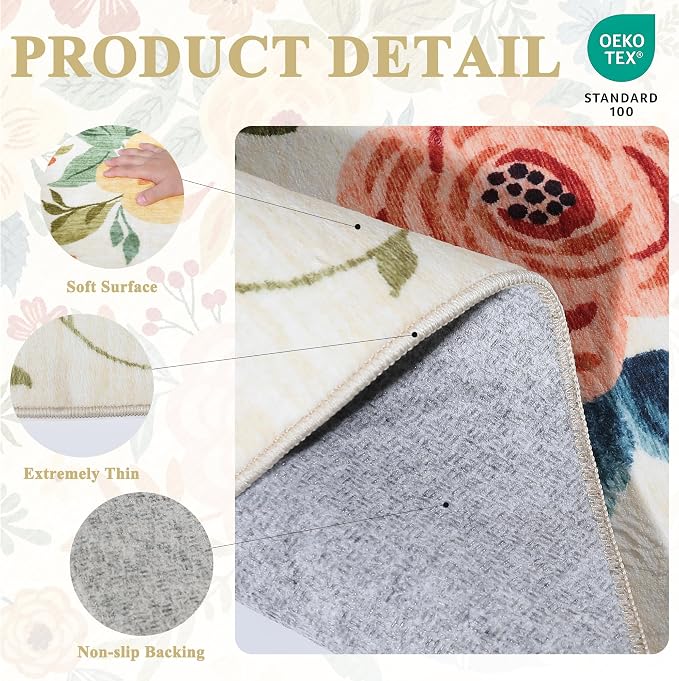 DUKINO 2x8 Kitchen Runner Rug, Washable Runner Rug Non Slip, Soft Indoor Rug - Image 5