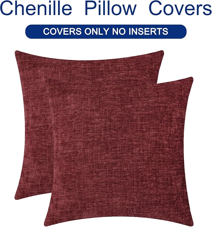 CaliTime Decorative Couch Throw Pillow Covers 16 X 16 Inches Burgundy | Pack of - Image 6