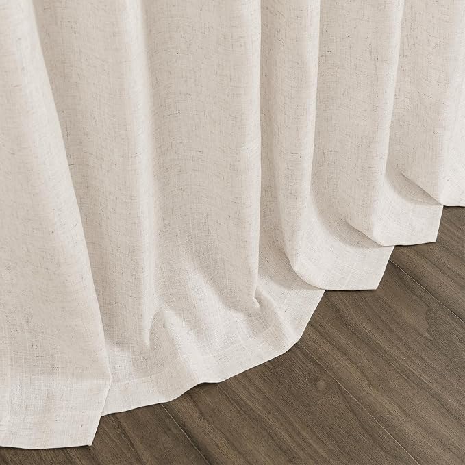 Linen 102 Inch Long Curtains for Living Room 2 Panels Back Tab Pocket Semi - Image 6