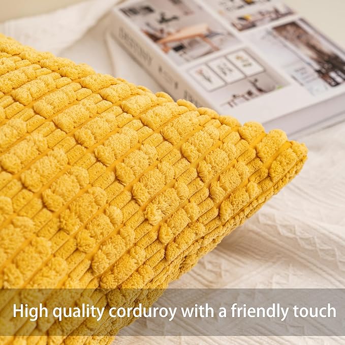 Aegero Pack of 2 Corduroy Decorative Throw Pillow Covers 12x24 Inch - Image 2