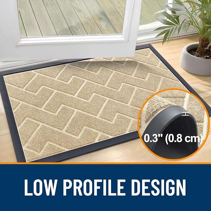 OLANLY Front Door Mat Outside 29.5x17, All-Season Absorbent Rubber Doormat | - Image 4