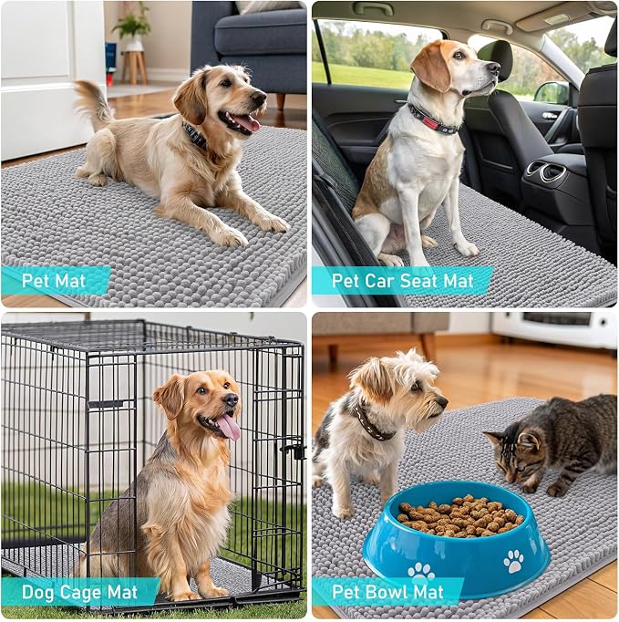 OLANLY Dog Door Mat for Muddy Paws 44x24, Super Absorbent Chenille Mud Mat | - Image 7