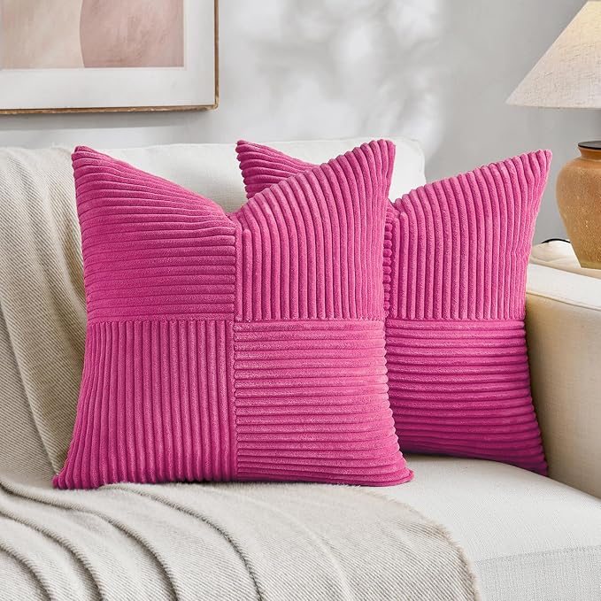 Fancy Homi 2 Packs Hot Pink Big Decorative Throw Pillow Covers 24x24 Inch by Fancy+Homi
